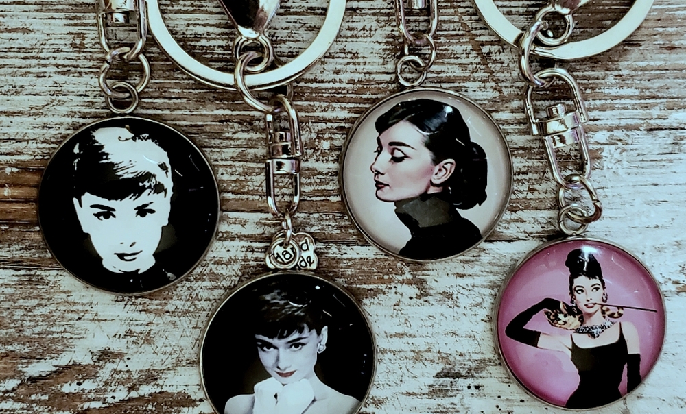 Dome Covered Audrey Hepburn Keychains
